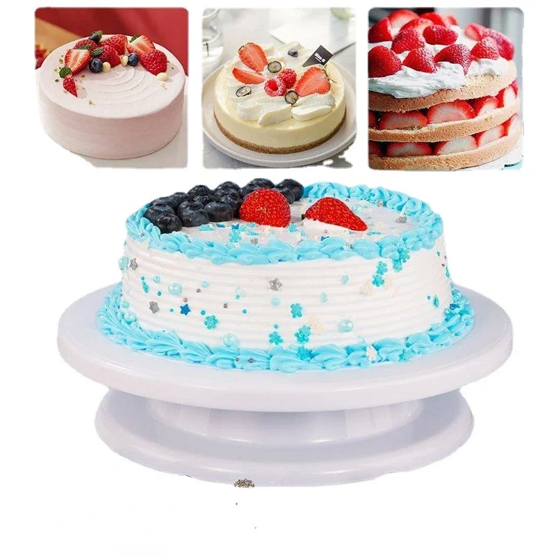 Cake Turntable Plastic Cake Plate Turntable Rotating Anti-skid Round Cake Stand Decorating Rotary Table Kitchen DIY Pan Baking Tool