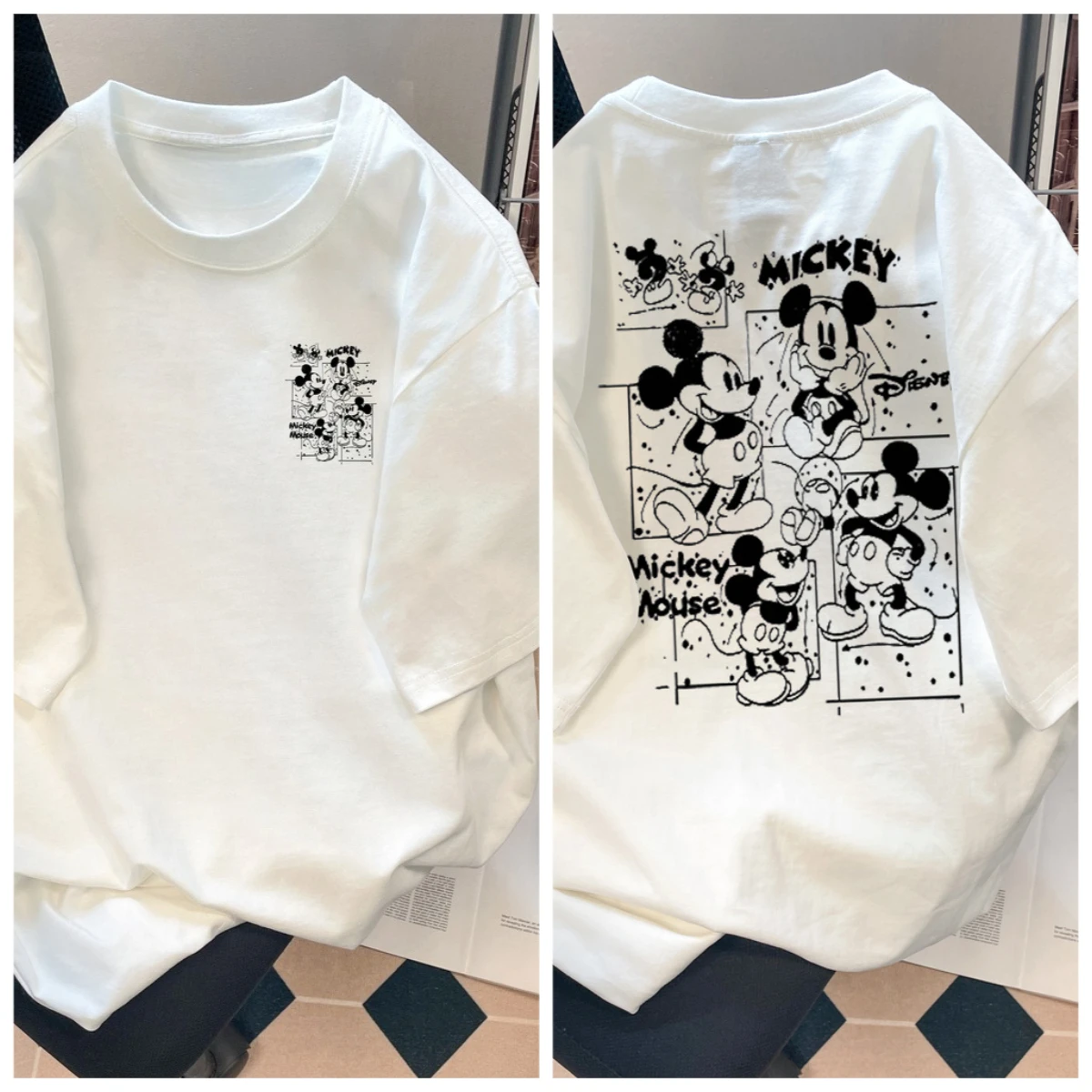 2025 Latest Disney Mickey Mouse Short-sleeved T-shirt Pure Cotton Loose Breathable Men's and Women's Trendy Versatile Top Summer - AliExpress