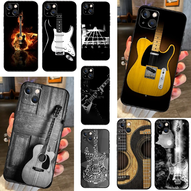 Guitar Music Art Case For iPhone 16 13 14 11 12 15 Pro Max X