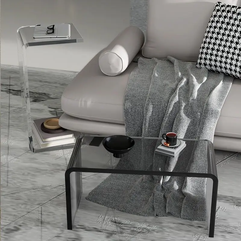 IHOME Acrylic Sofa Small Side Table Simple Modern Living Room Special-shaped Tea Table Transparent Corner side end table