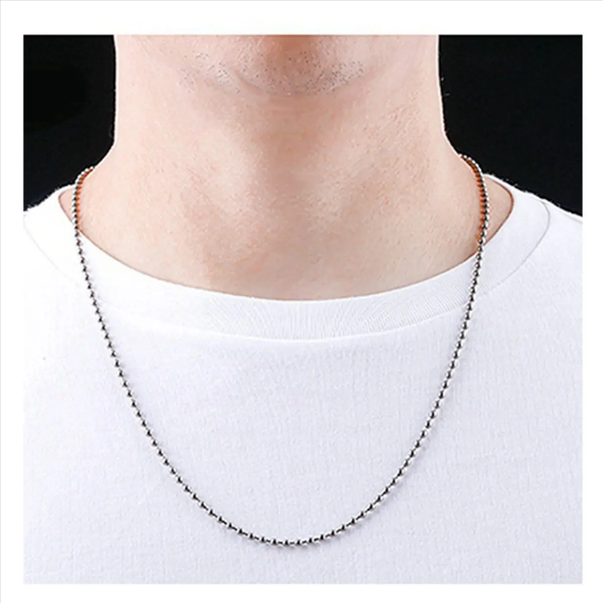 *N21R 5X Pure Titanium Chain Necklace Glass Bead Chain Pendant is Not Easy to Rust Simple Titanium Alloy Bracelet-B