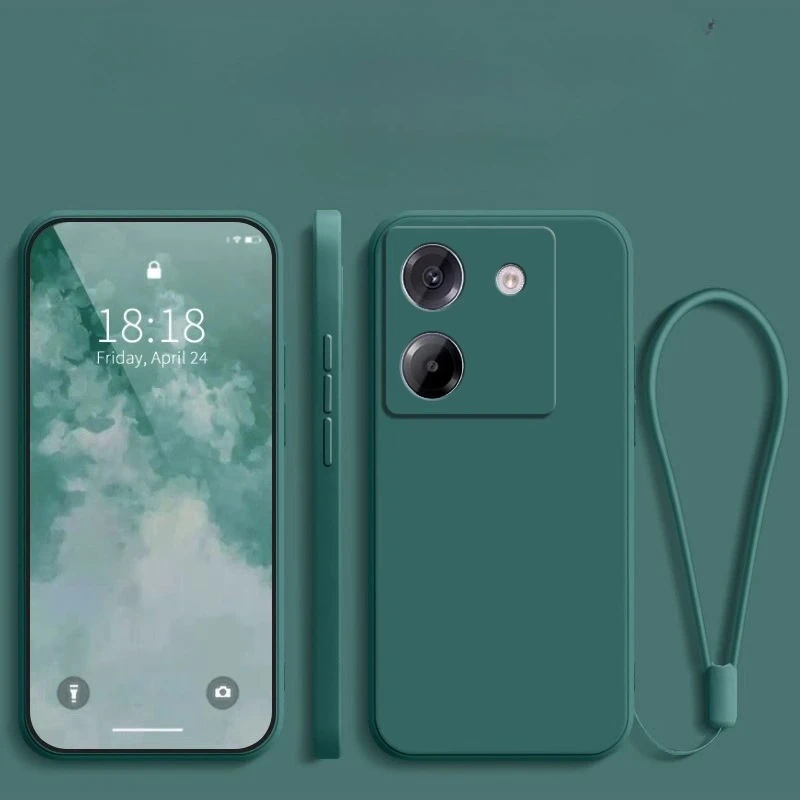 Silicone Matte Shockproof Phone Case with Strap and Bumper Protection
