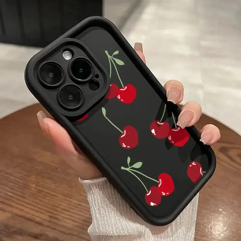 Cute Cartoon Cherry Strawberry Pattern Silicone Phone Case Cover
