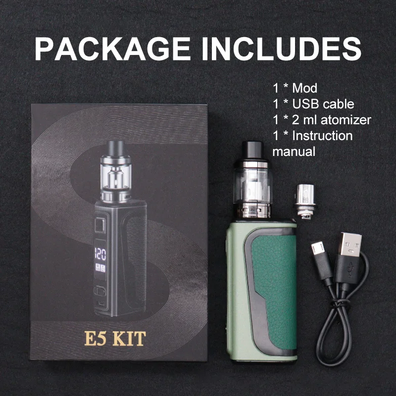 Electronic Cigarette Kit Vaporizer 120W Box Mod with 2.5ml Pod Tank Atomizer 1800mAh Built-in Battery OLED Screen Smoke E5 Vape - 6