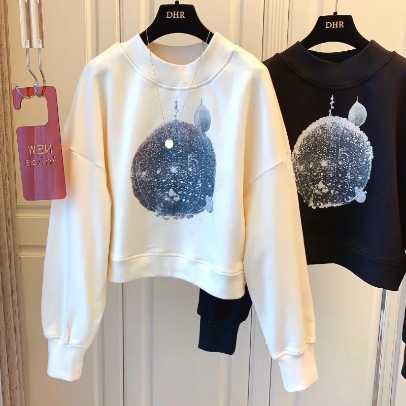 

Повседневная Толстовка, женские толстовки на раннюю весну 2023, популярный тонкий топ с высокой талией и круглым вырезом, пуловер, свитшоты