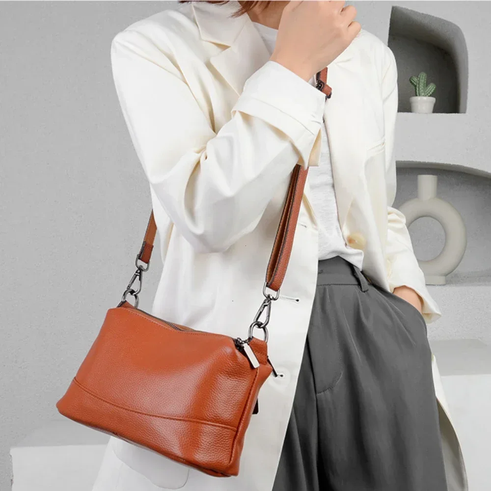 New Fashion Women Genuine Leather Handbags Women's Bags Designer Female Shoulder Bags Luxury Brand Cowhide Ladies Messenger Bag