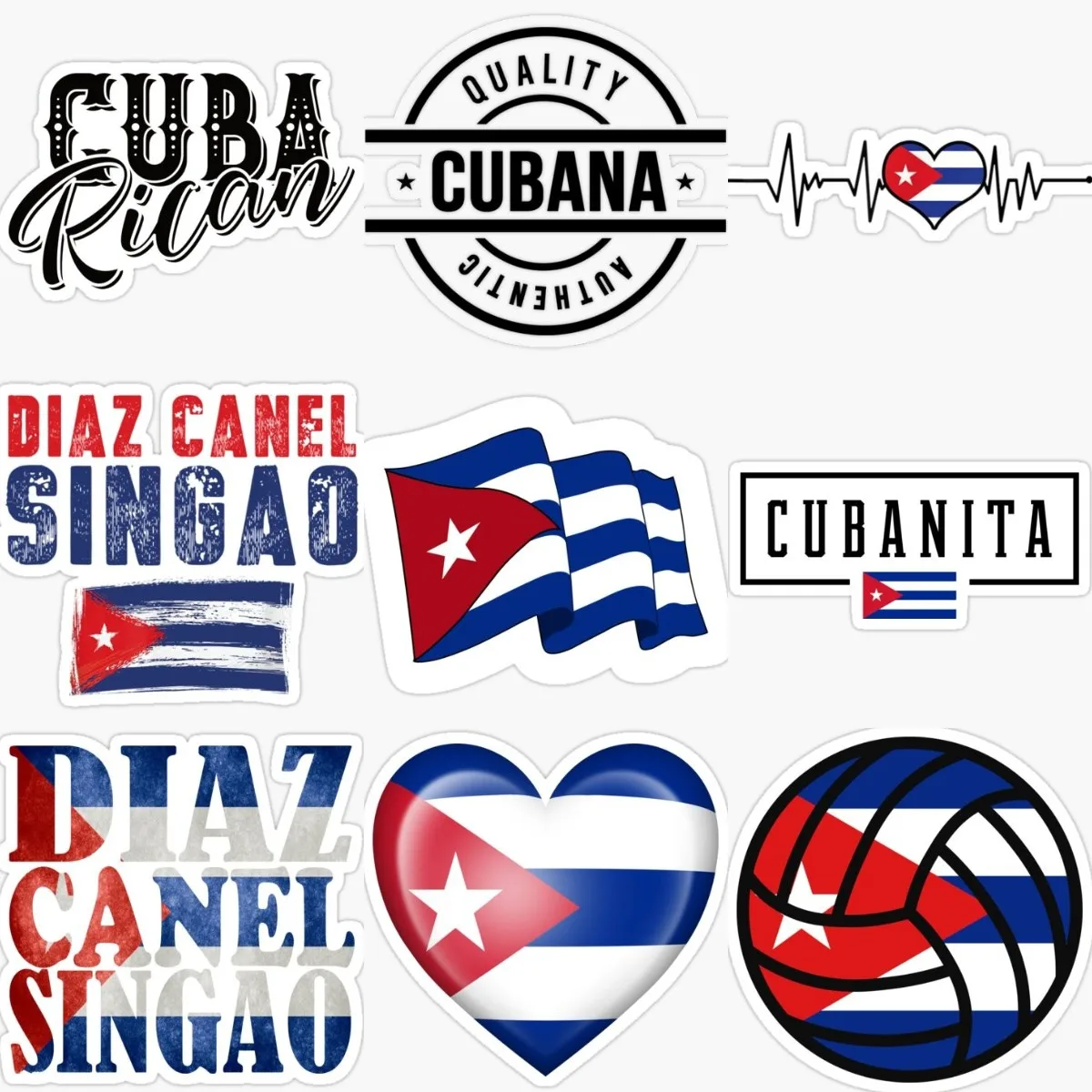 

CU Cuban Flag Love Sticker Truck Motorcycle Bicycle Accessories Truck Glass Wall Window Helmet Van Door Laptop Waterproof Decal