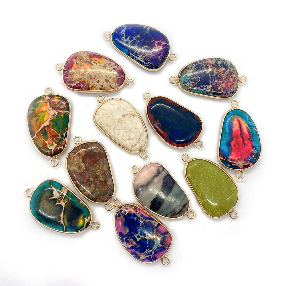 

Natural Sea Sediment Stone Pendants for Jewelry Making DIY Necklace Earring Irregular Emperor Stone Connector Charms Accessories