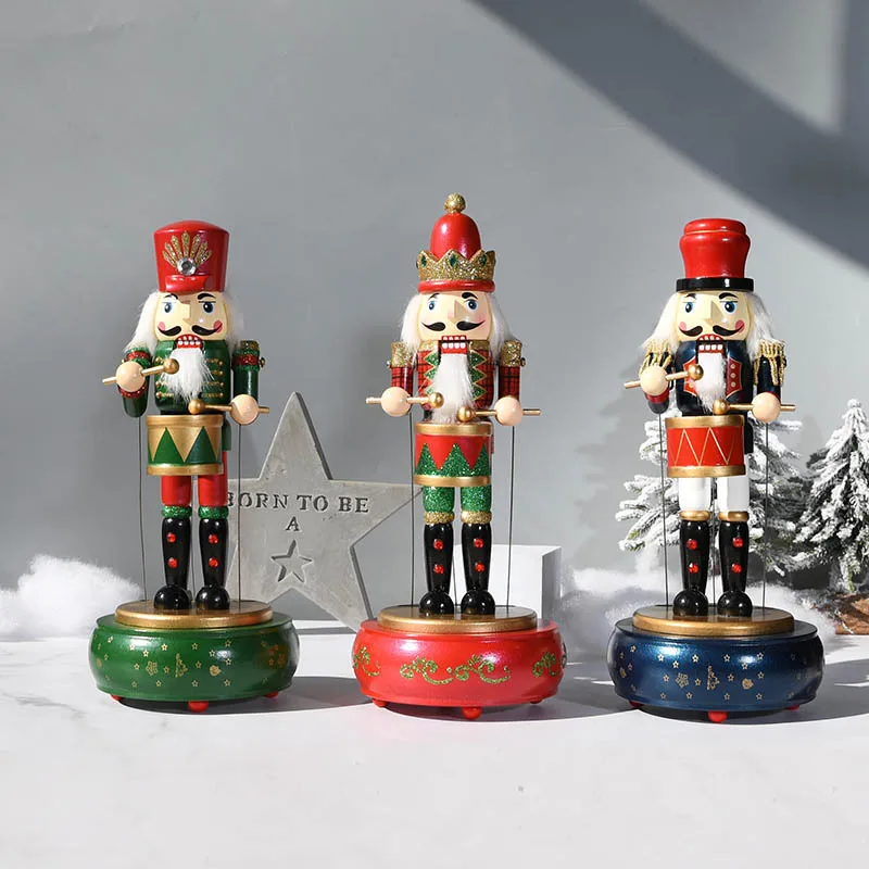 

Nutcracker Round Base Wooden Soldier Doll Music Box Home Furnishings Octopus Box Crafts Christmas Gifts Resin Crafts 36CM