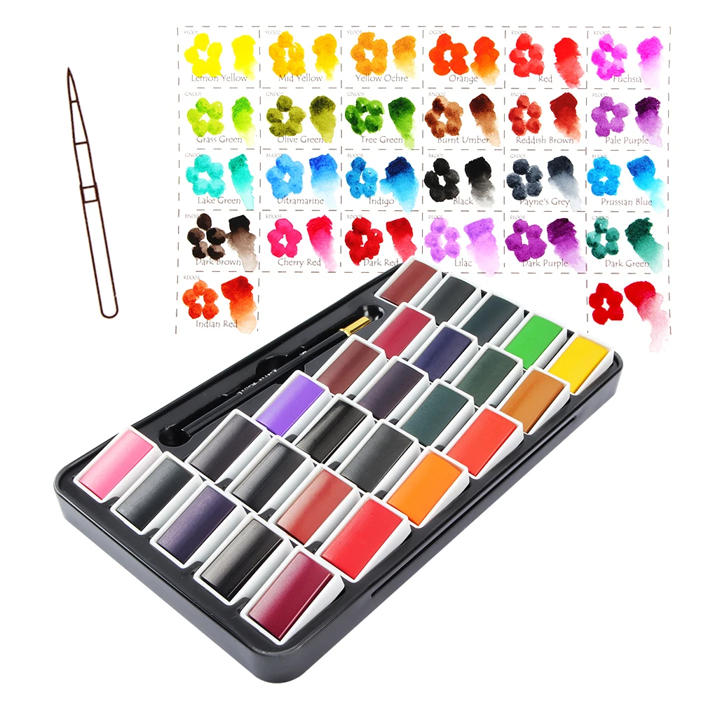 Watercolor Painting Set 26 Colors Full Pan Artist Grade Professional Solid Tin Box For School Art Supplies