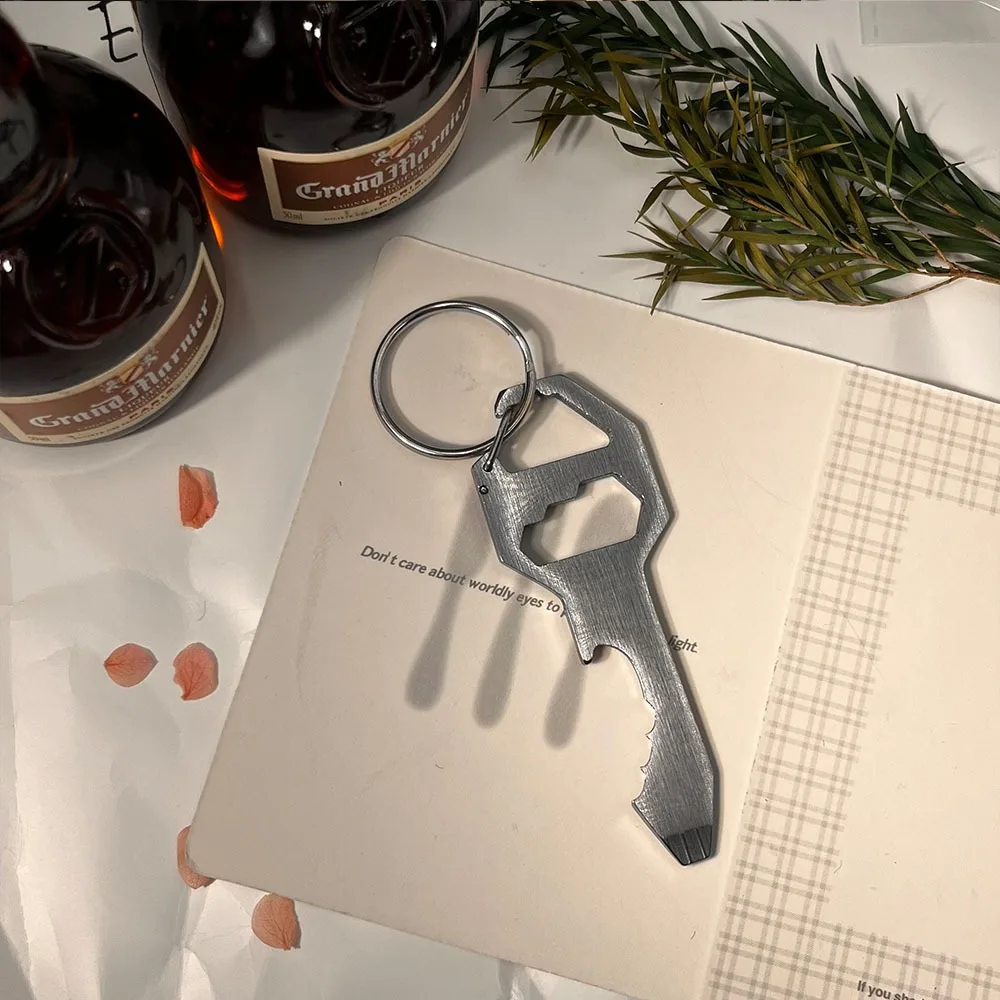 Versatile Stainless Steel 6-in-1 Keychain Multitool and Bottle Opener Gift