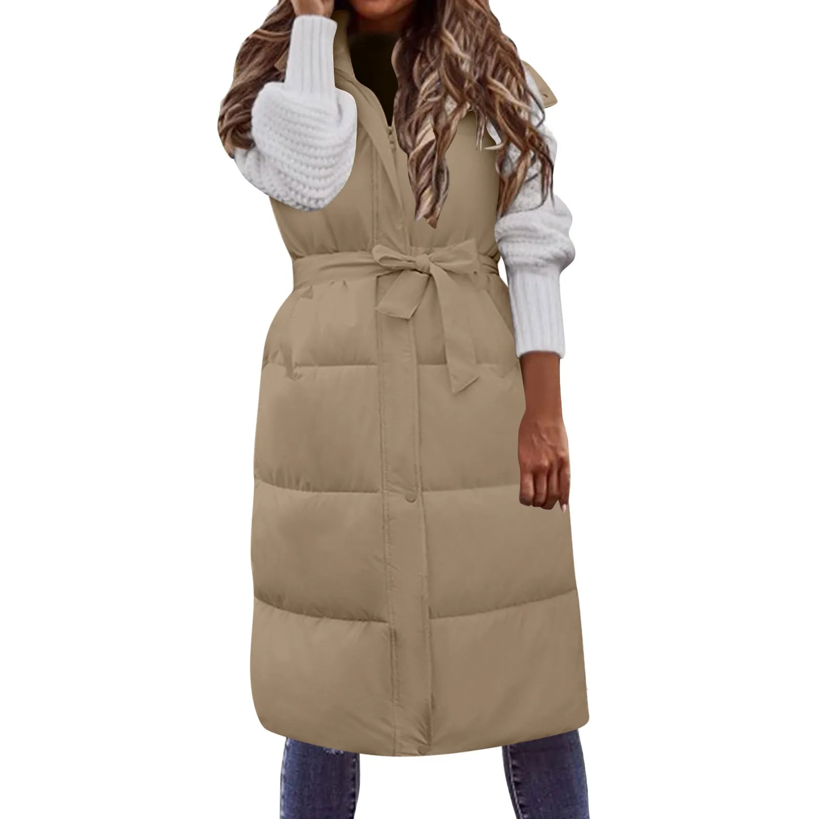 

Womens 2023 Fall Winter Vests Oversized Outdoor Down Coats Hooded Long Puffy Vests Winter Coats Sleeveless Insulated Jackets