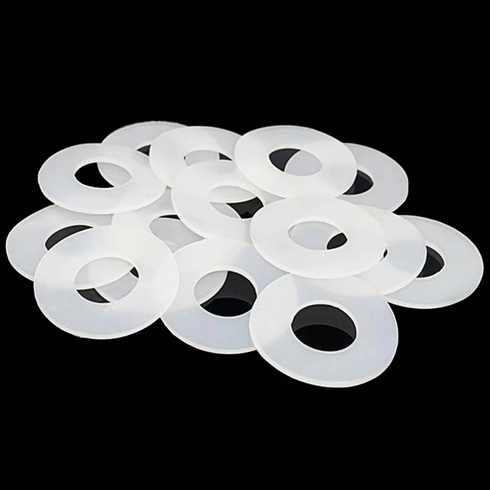 10pcs 2mm Thick Silicone Rubber Flat Gaskets Outer Dia 12mm-30mm