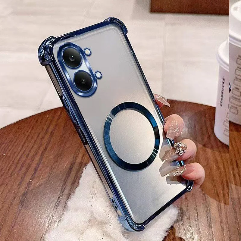 Clear Shockproof Magnetic Case with Wireless Charging Soft Cover