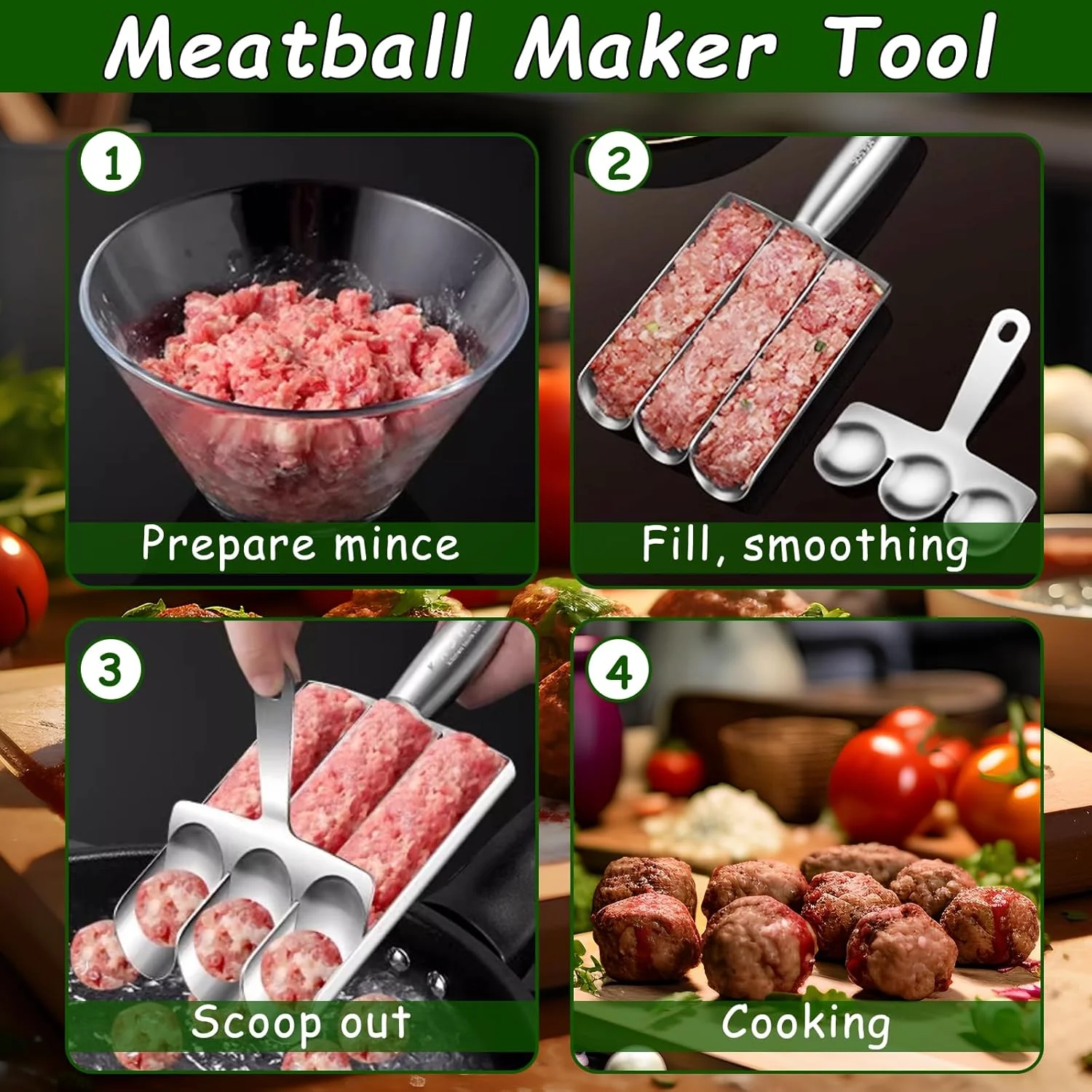 Meatball Maker Tool Stainless Steel Kitchen Scoop Mold for Manual Lovers meatball maker