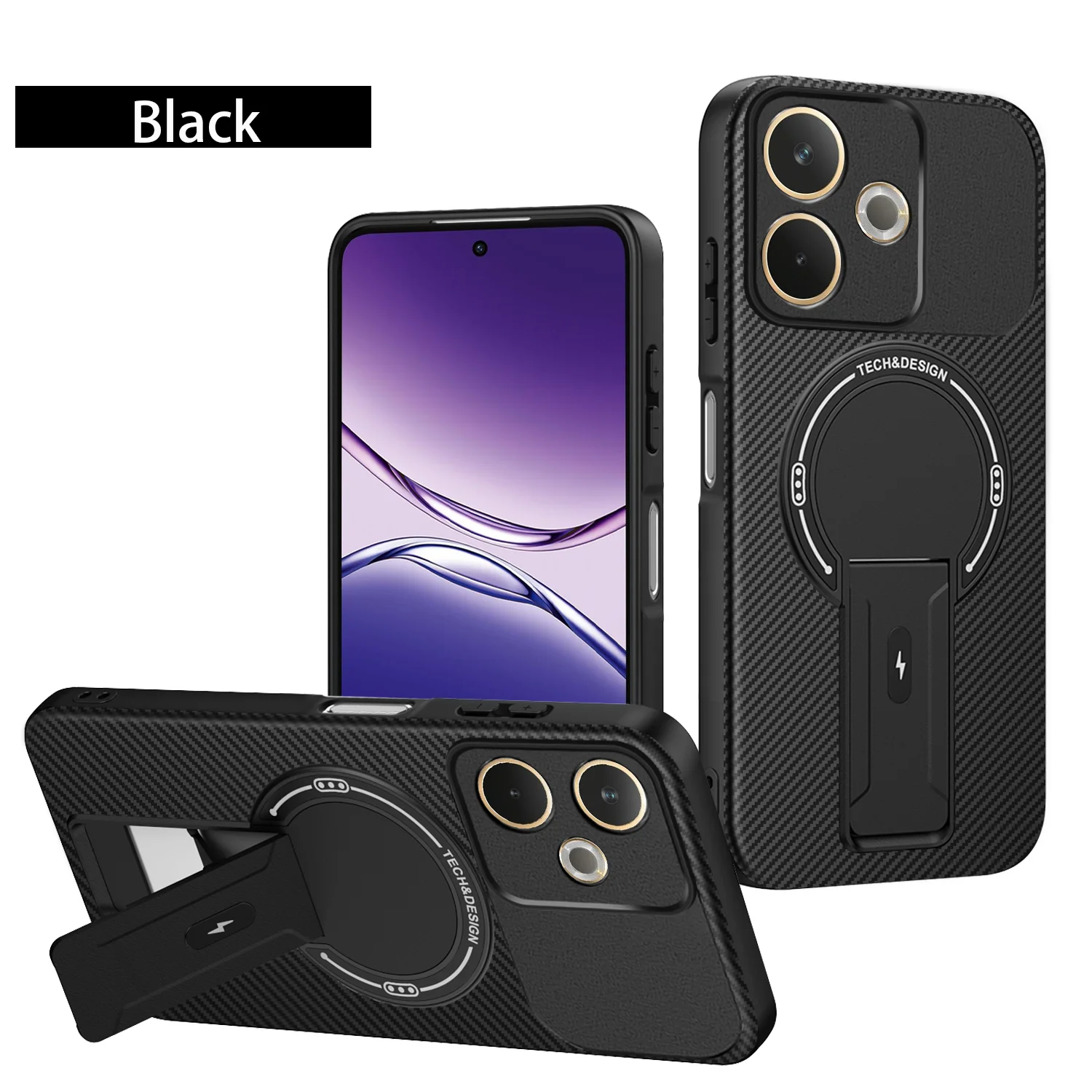 Magnetic Mounting Hard Back Phone Case with Protective Bracket
