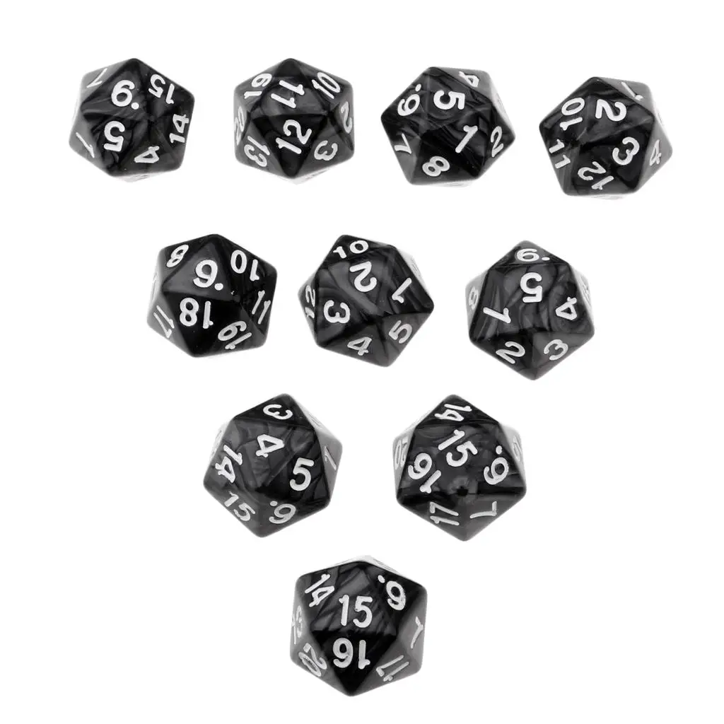 10pcs Colourful 20 Sided  Polyhedral Dices Numbers Dials Desktop 22mm Dice Family   Table Games 2