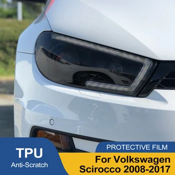 For Volkswagen Scirocco 2008-2017 Car Headlight Protective Film Smoke Black Pre Cut Anti-Scratch High-Gloss Auto Vinyl Wrap Film 1