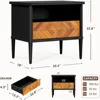 Lenia Solid Wood Nightstand with Drawer & Open Storage – Mid Century Modern Side Table, Bedroom or Living Room Night Stand, Stur 2