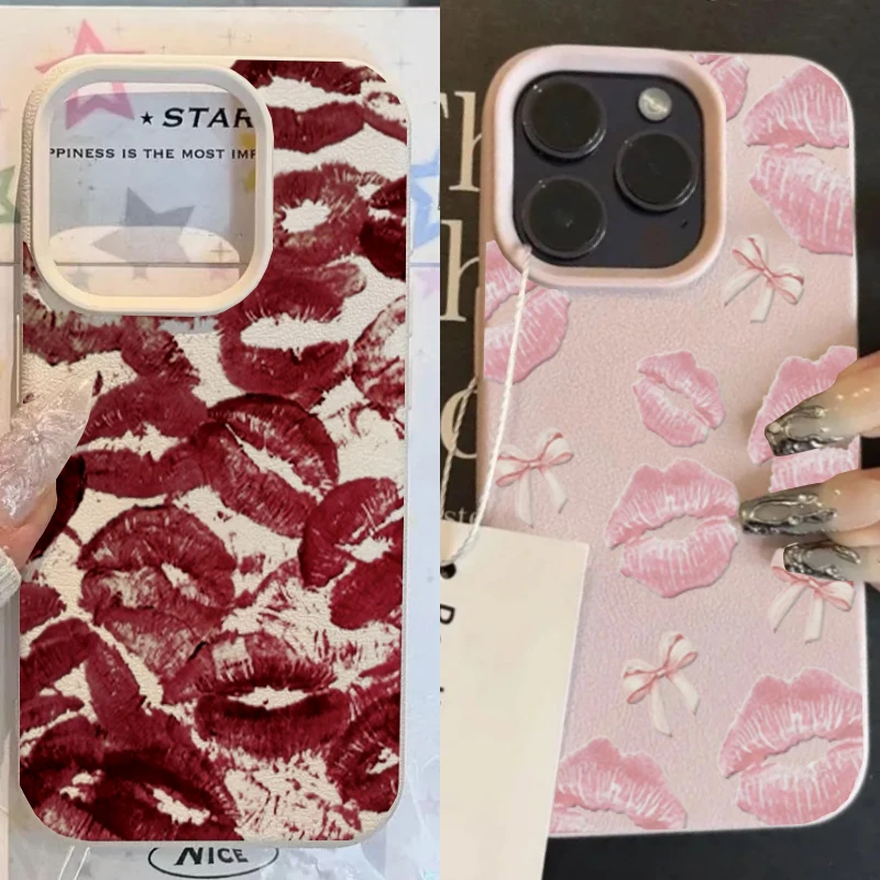 Red Lips Kiss Print Phone Case