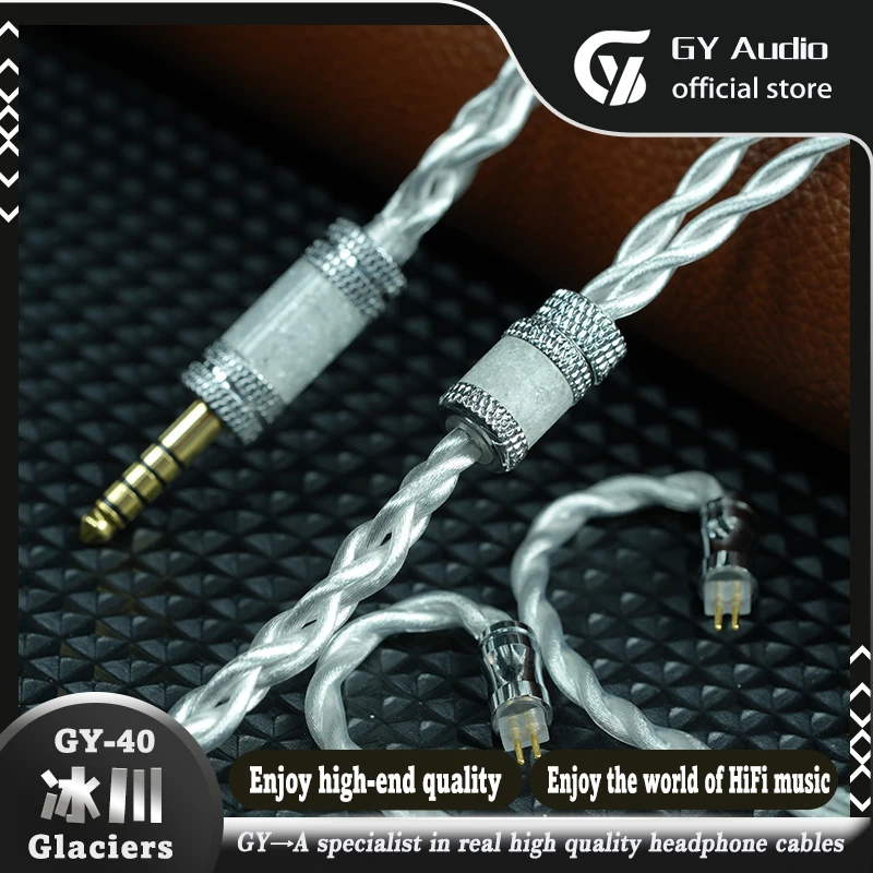 GY HiFi-40 氷河リッツイヤホンケーブル単結晶銀メッキパラジウム 3.5