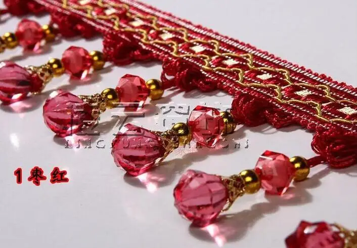 Lace Ribbon Lace Garment Accessories Lace Sewing Supplies Lace Decoration Lace Accessories Lace Sewing Accessories 12M Length Curtain Lace Width Tassel Fringe Trim pumpkin Crystal Beaded Ribbon For Sewing Curtain Accessorie Lace Decoration