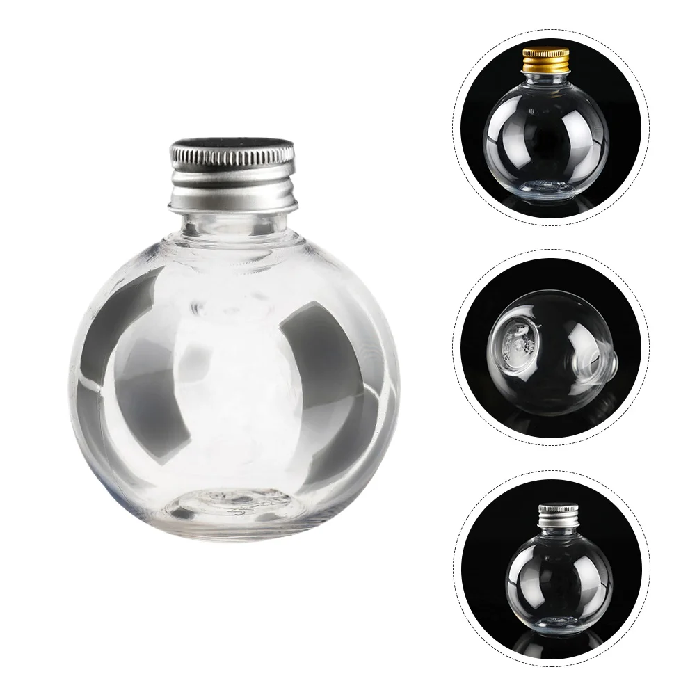 

Round Bulb Bottles Empty Plastic Refillable Bottles Clear Fillable DIY Drift Wishing Bottles Random Color For Cap