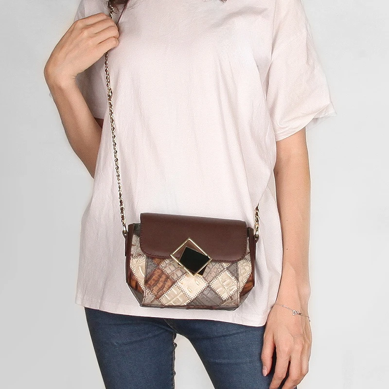 Women Crossbody Bag Luxury Brand Designer Splice Party Shoulder Bags Genuine Leather Vintage Travel Flap Chain Bags New