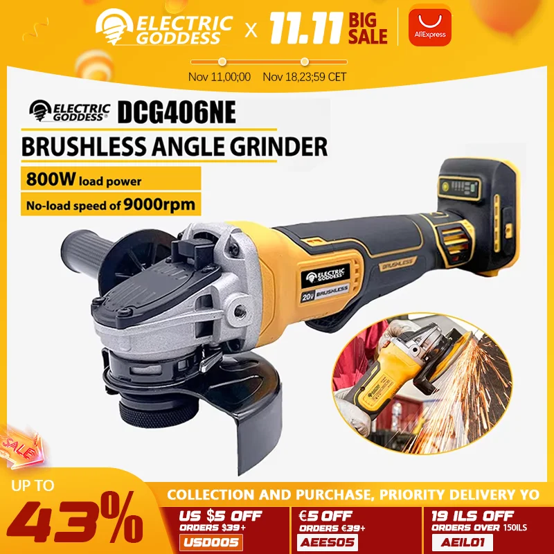 For DEWALT 20V Battery 125mm DIY Cutting Grinder Machine Brushless Cordless Angle Grinder Power Tool 100mm Hand Tool