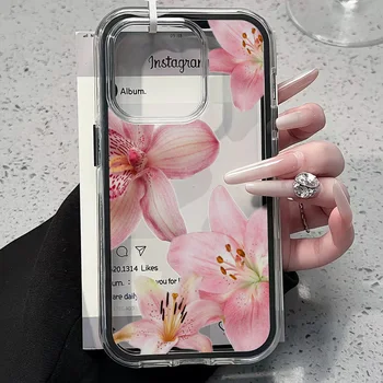 Alternative view of Pink Lily Flower Clear Phone Case For iPhone