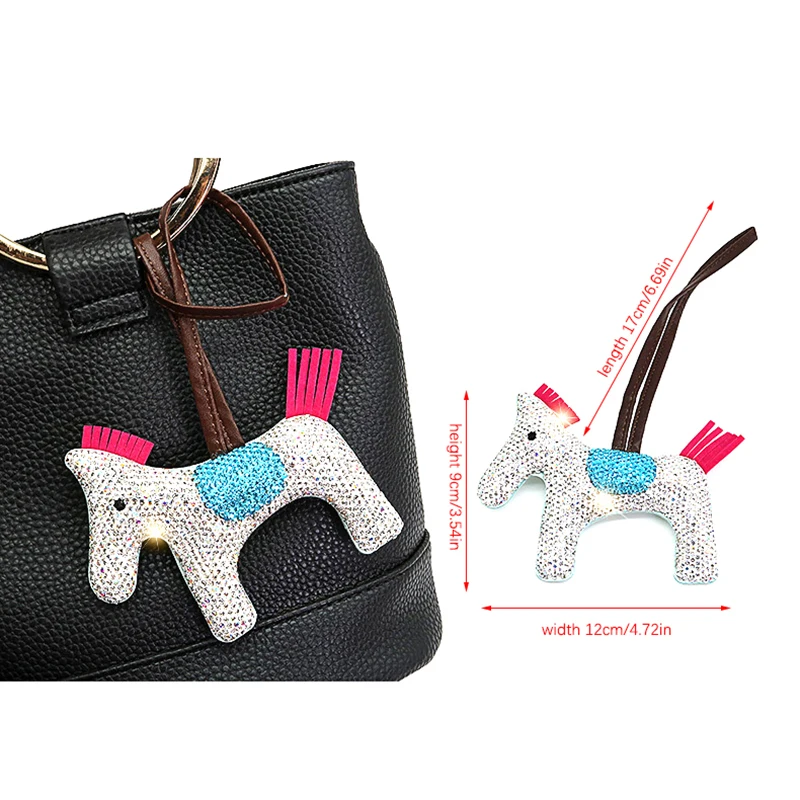

New Cute Little Horses Pendant Bling Rhinestone Keychain For Women Bag Pendant Bags Accessories