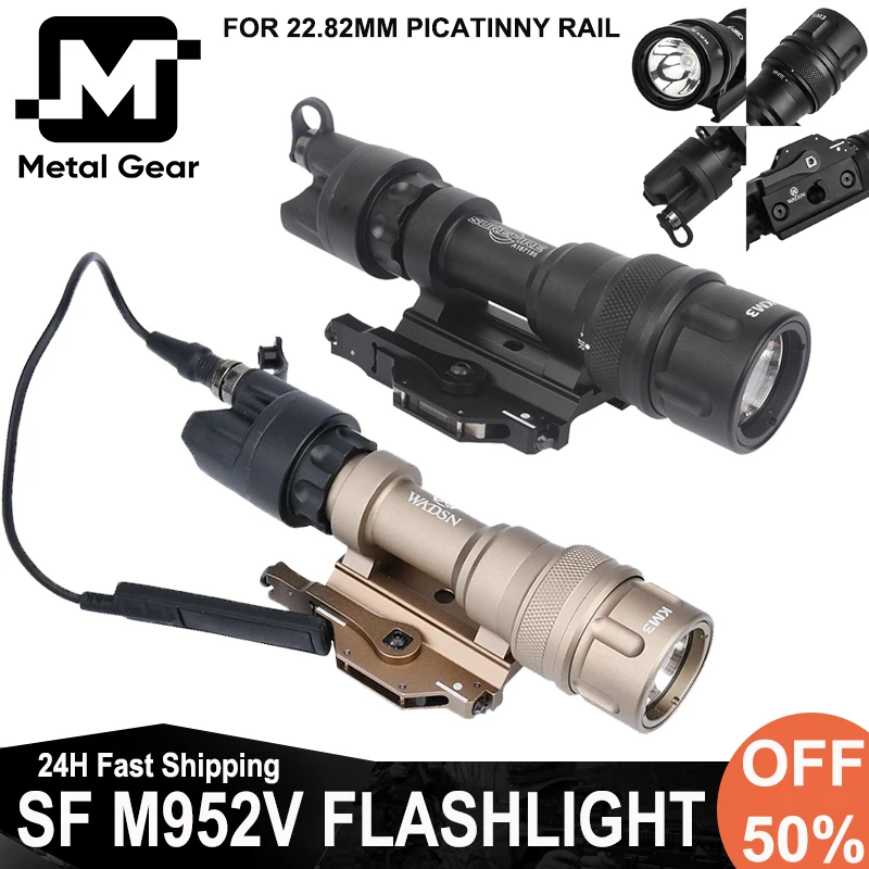 

Tactical M952V Surefir Flashlight Strobe LED Scout Light Airsoft M952v Upgraded Hunting Spotlight Dual Function Pression Switch