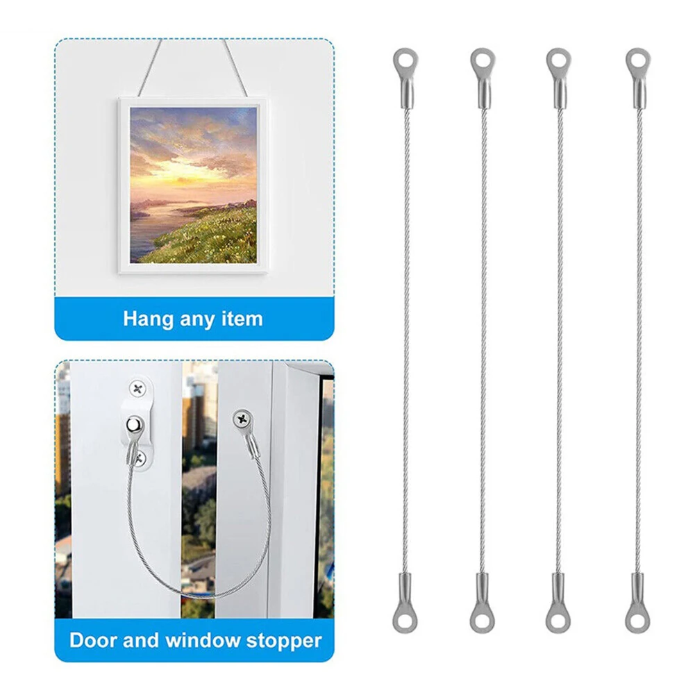 Stainless Steel Door Cabinet Restraint Braided Cable Hinge Limiter Swing Opening Angle Flexible Braided Limiter 4pcs