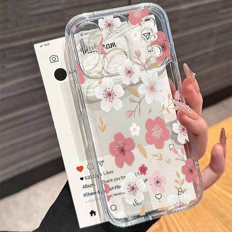 Floral Leaves Clear Phone Case