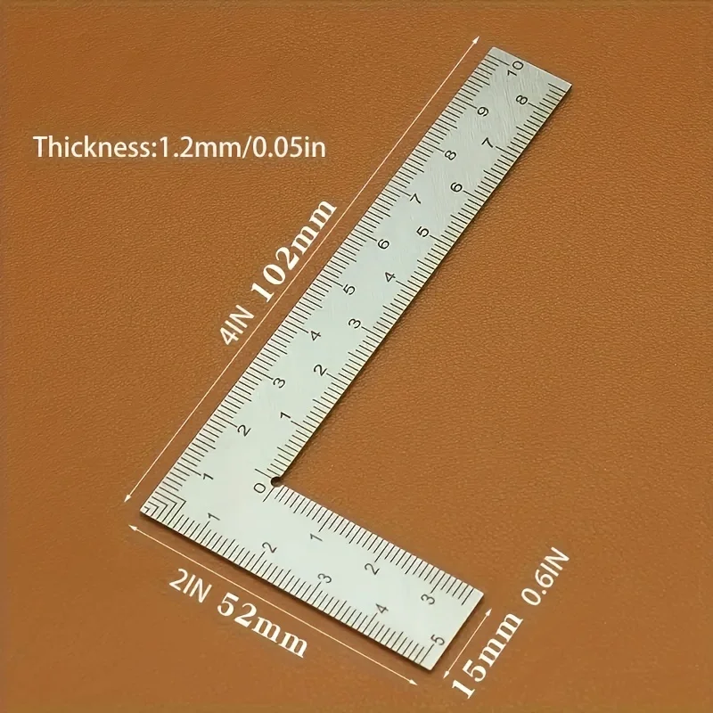 Mini stainless steel L-shaped double-sided precision scale high-precision measuring tool for leather design and metal materi