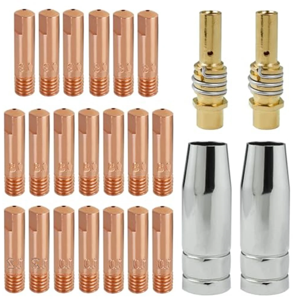 

24Pcs/set 15AK Welding Torch Consumables 0.6/0.8/0.9/1.0/1.2mm MIG Torch Gas Nozzle Tip Holder For 15AK MIG Welding Machine