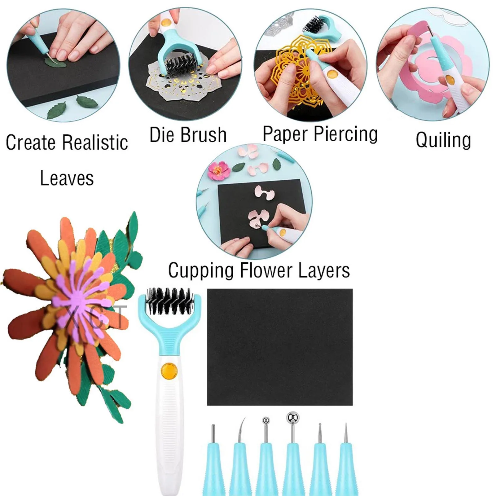Paper Sculpting Tool Kit Multifunctional Paper Flower Shaping Making Tool Set for Handcraft Paper Flower Shaping Making Tool Set