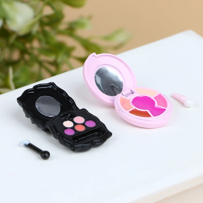 2Pcs/set Mini Cosmetic Box With Makeup Brush 1/12 Scale Cosmetic For
