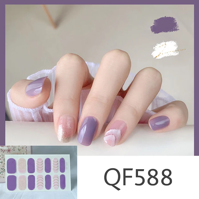 Lamemoria14tips Nail Stickers New Product Full Coverage 3D Summer Complete Nail Decals Waterproof Self-adhesive DIY Manicure QF588