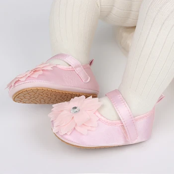 Cute Baby Girls Sparkly Mary Jane Shoes Glitter Soft Sole First Walker Shoes with Bowknot Toddler Shoes for Princess 3