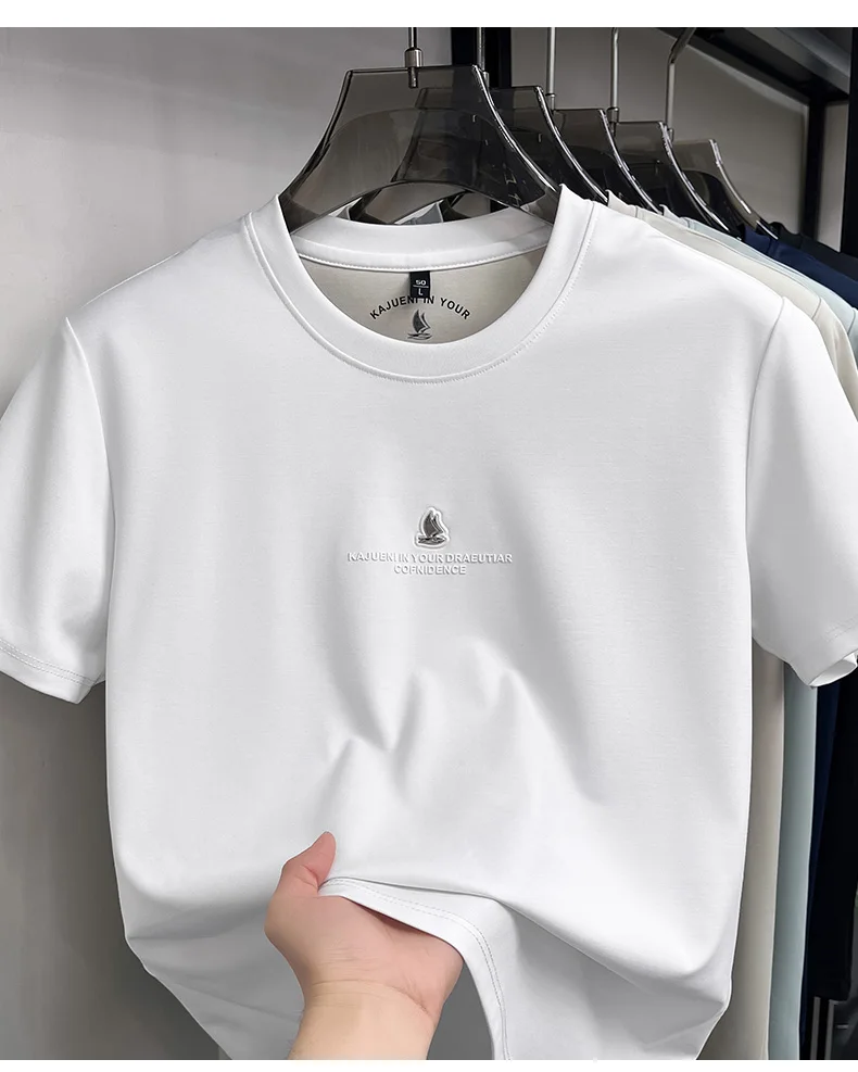 Modisches, mit Buchstaben geprägtes Kurzarm-T-Shirt hochwertige Markenqualität Herren-Sommer-Rundhals-Shirt lässig neu leicht atmungsaktiv luxuriöses Oberteil – Detail 6
