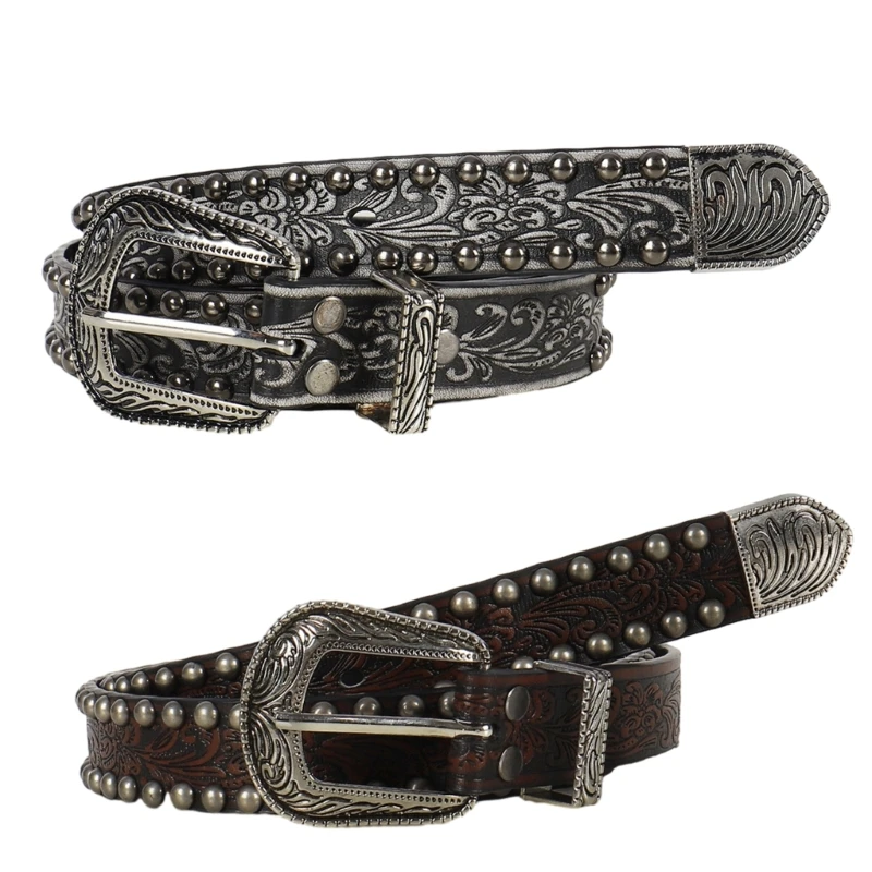 

Hot Girl Belt Cowgirl Studded Waist Belt with Flower for Jeans Dresse Club Bar