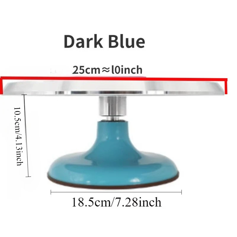 Draaitafel voor taarten 25 cm aluminium - Blauw