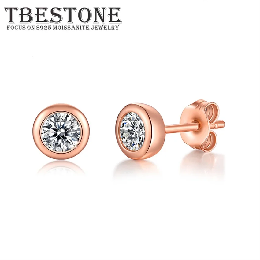 

Tbestone Bubble Round 0.5ct Moissanite Diamond S925 Sterling Silver Fashion Personality Rose Gold Stud Earrings Women's Jewelry