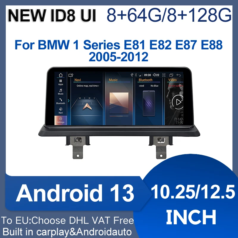 

10.25" ID8 Android13 System Apple Carplay For BMW 1 Series E81 E82 E87 E88 Car Video Player Central Multimedia Automotive Stereo