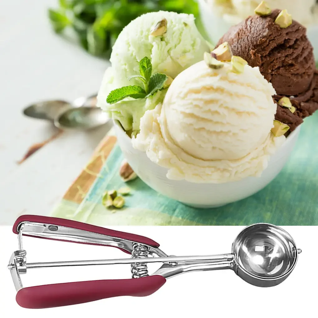 Ice Cream Scoop Stainless Steel Cookie Dough Spoon Fruit Potato Watermelon Digging Ball Spring Handle Scoop Kitchen Accessories ice cream scoop