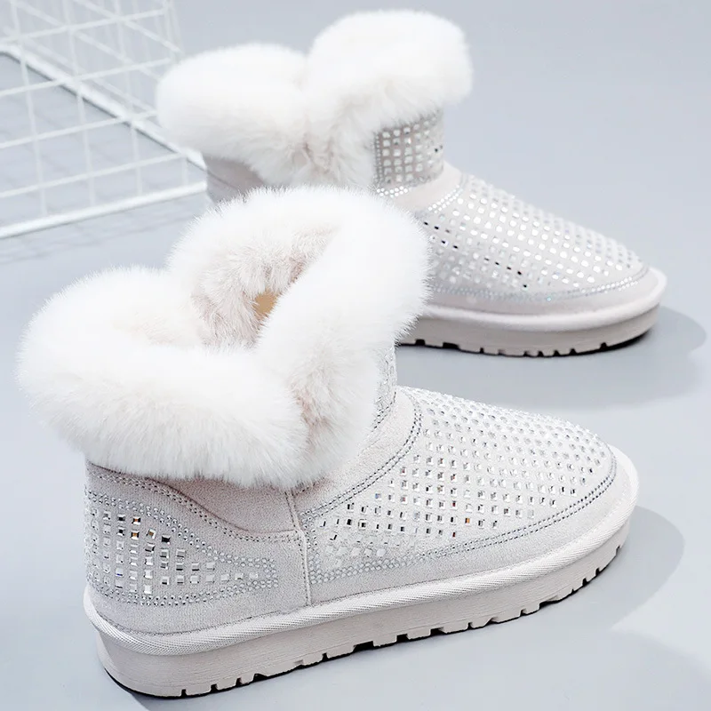 

Snow Boots Women 2023 Winter New Women's Plush Thick Boots Children's Casual Flat Bottomed Short Cotton Boots