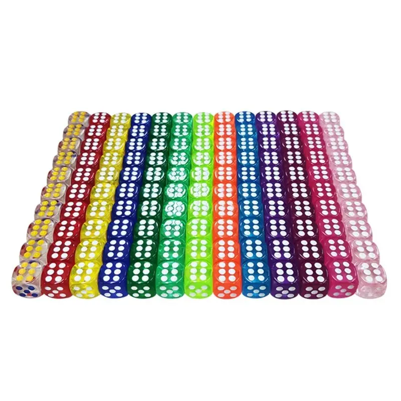 Dice Set 50PCS 14mm Colorful Transparent Rounded Dice for Entertainment