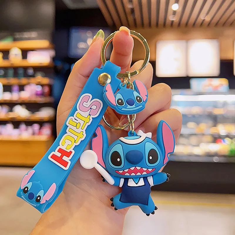 Disney Stitch Toys Anime Stitch Pendant Keychain Sweet Pink Angel