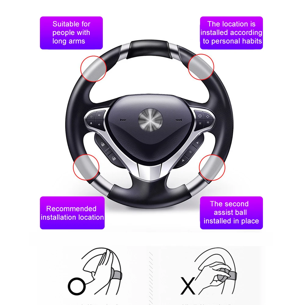 Universal Car Turning Steering Wheel Booster Spinner Knob 360 Degree Rotation Bearing Power Handle Ball Shaped Help Accessories